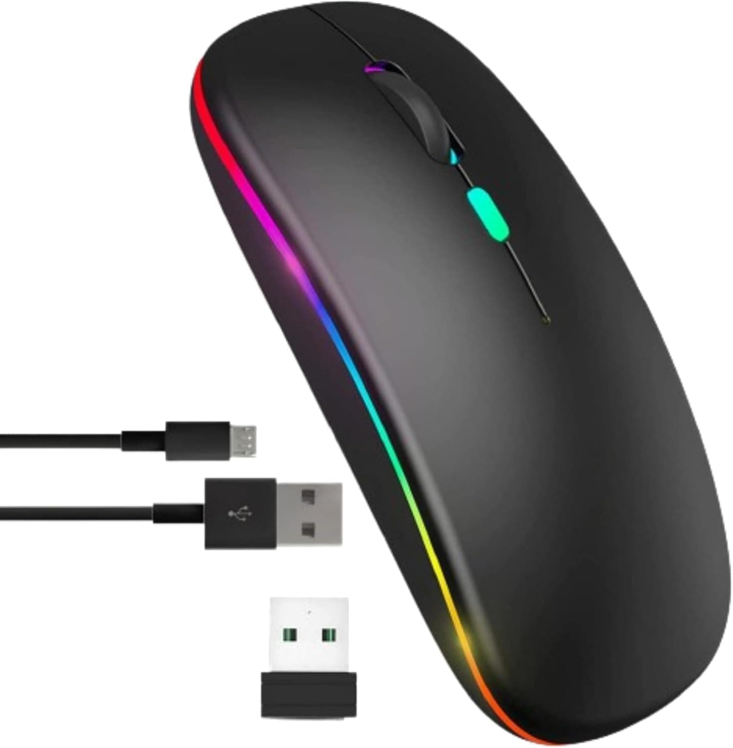 Wireless Mouse For Laptop (BT 5.1+2.4GHz) Bluetooth Gaming Mouse Rechargeable With 3 Buttons-Computer Ergonomic Wireless PC Mouse 800 to 1600 Dpi, Laptop Computer Accessories