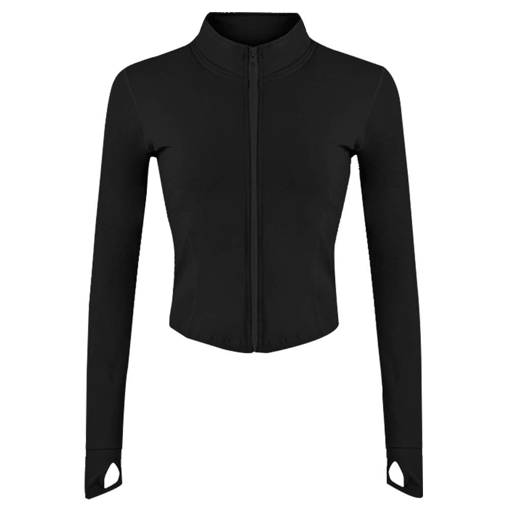 Women's Workout Jacket Lightweight Zip Up Athletic Cropped Running Jacket