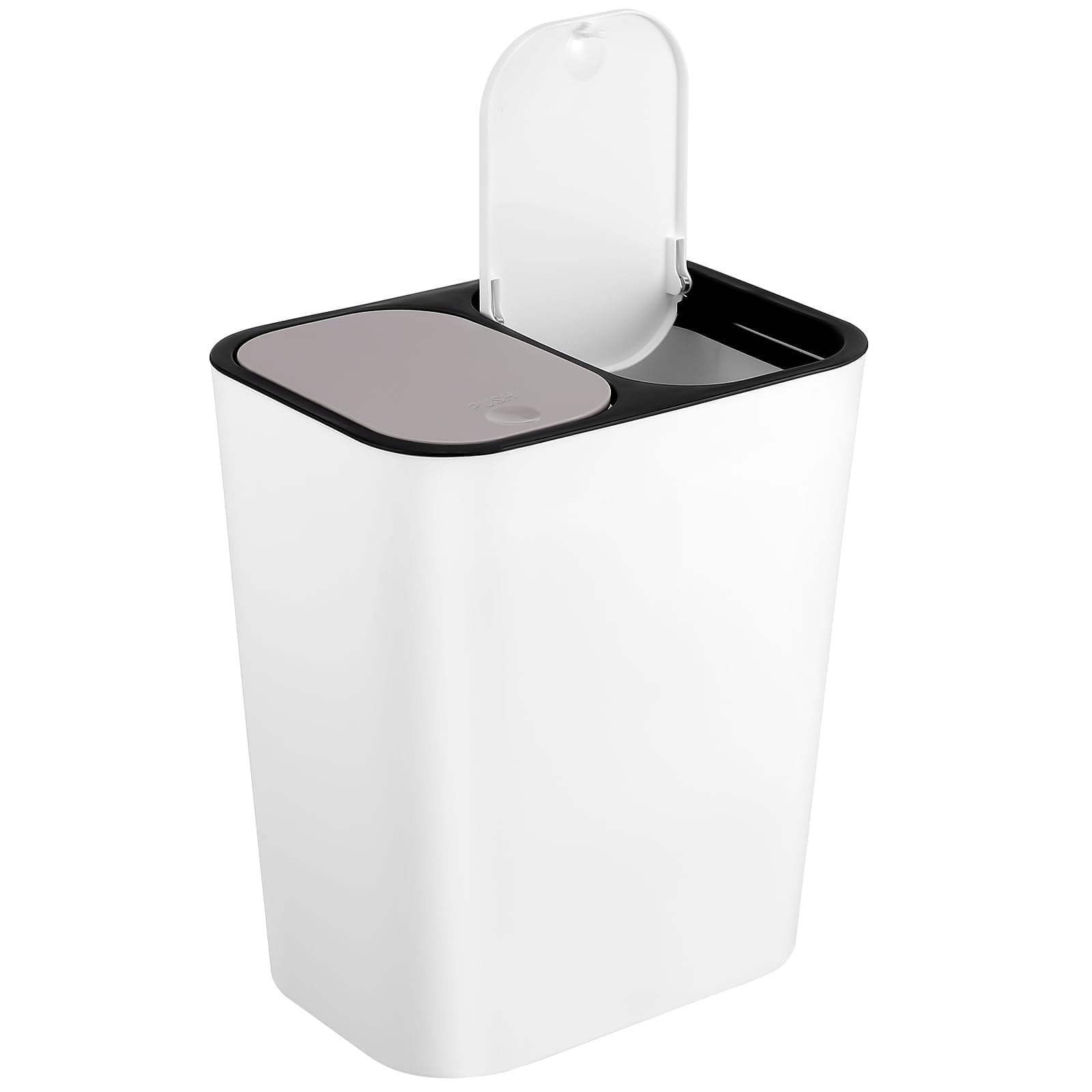 GANAZONO Double Compartment Trash can 15L Kitchen Waste Garbage Bin Dual Trash can with Lid for Home Office Bedroom