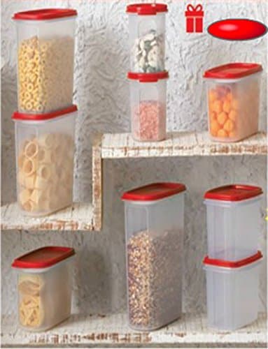 Tupperware Smart Saver Modular Mates Oval and Round Storage Set - (9 Pieces, Red)