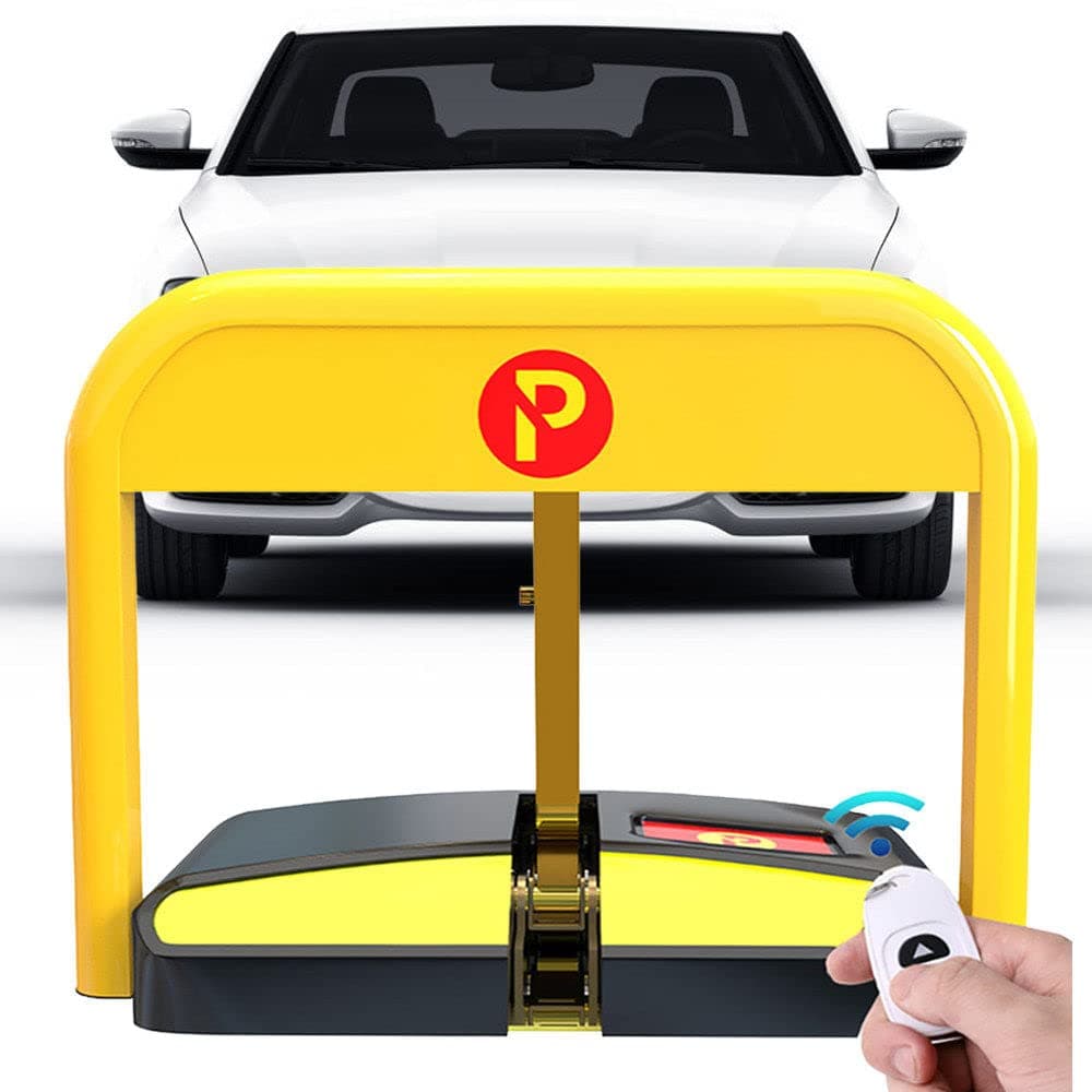 MHWL Automatic Parking Lock + 2 Remote Control, High Pressure Resistance, Car Park Driveway Guard Saver, Night Reflection Function, Waterproof, for Residential Areas, Hotels, Airports