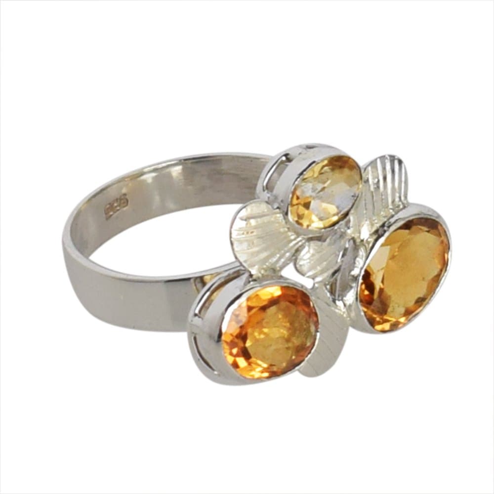 Ravishing Impressions Citrine Gemstone 925 Solid Sterling Silver Ring Gorgeous Designer Jewellery For Girls
