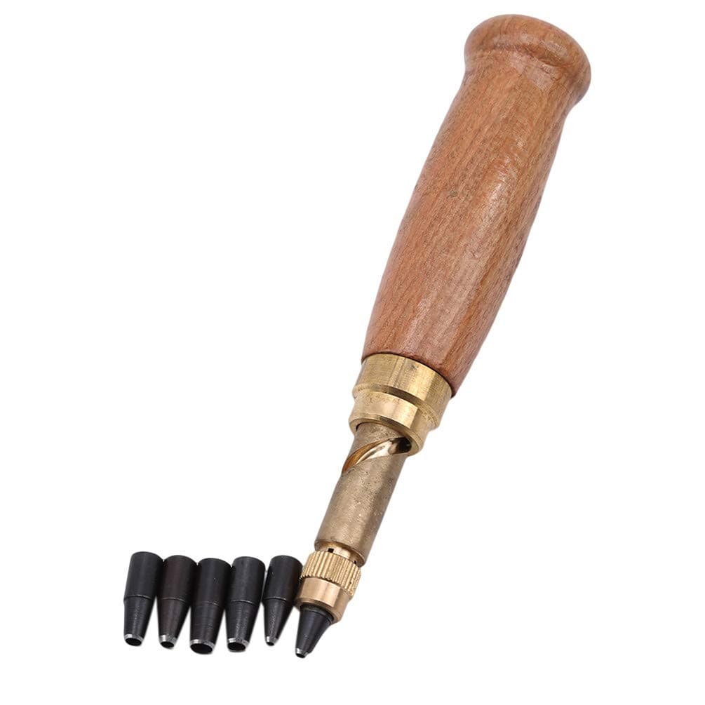 LANWF 6 Pcs Punchers Automatic Belts Punch Replaceable Removable Rotary Stamping Punching Leather Craft Tools
