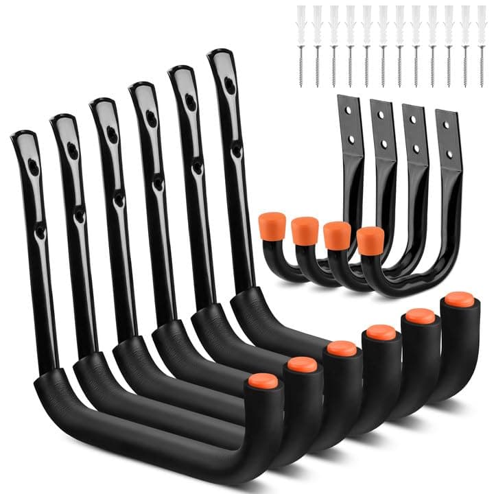 HORUSDY 10-Pack Garage Hooks, Utility Hook, 9" & 6” Garage Heavy Duty Wall Hook for Bikes, Kayak and Hanging Ladders