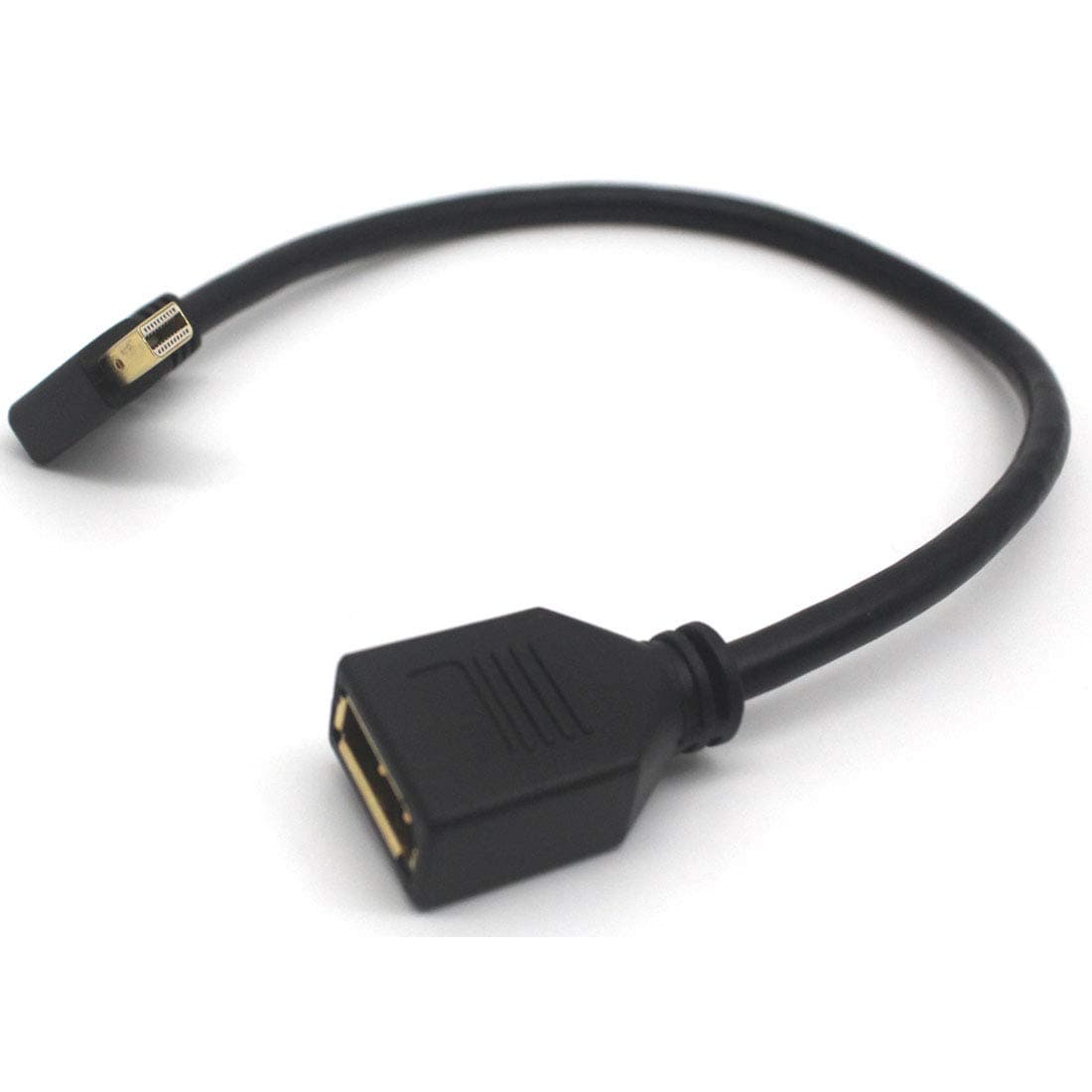 Mini DP to DP Cable Aggice 90 Degree Gold Plated Male Mini Displayport to Female Displayport Adapter 4K Resolution Converter(Thunderbolt to DP Compatible) to PC, Laptop (F DP to M Mini DP Left)