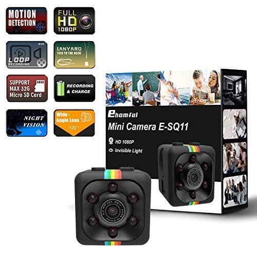 ehomful Spy Camera Wireless Mini Hidden Camera, 1080P Body Camera Action Camera, Convert Security Nanny Cam with Night Vision and Motion Activated for Puppy,Car,Office Indoor and Outdoor.