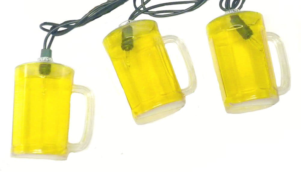 Beer Mug Stein Novelty String Lights-Plastic-10 Lights-8 Ft.