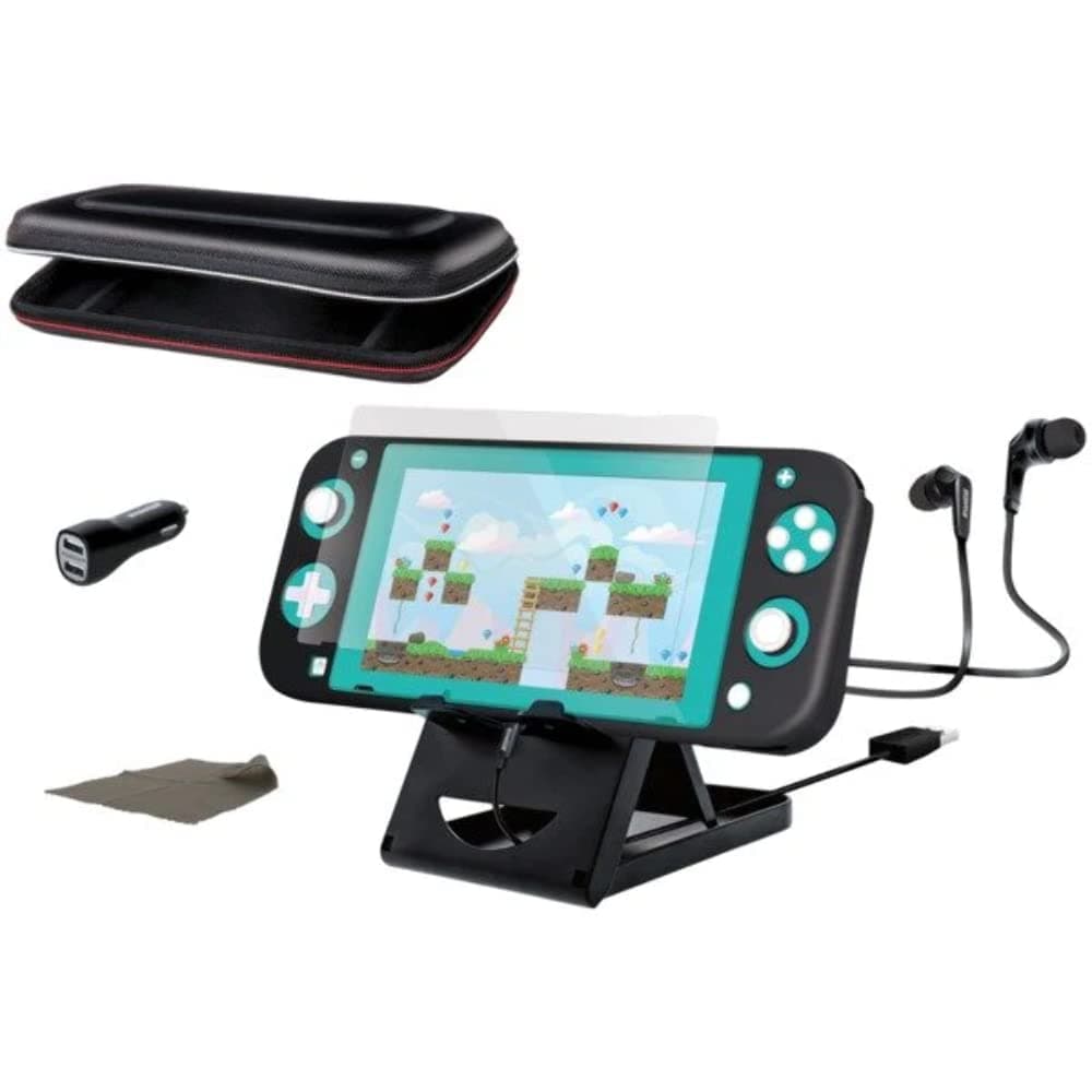 dreamGEAR Starter Kit Lite - Accessories Kit - Compatible with Nintendo Switch Lite - 8 In 1 Bundle - Carrying Case - Screen Protector - Ergonomic Grip Case - Earbud with Mic - Adjustable Stand - More