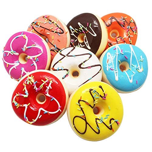 SAIBANG Realistic Artificial Cake Fake Donuts for Display High Simulation Bread Dummy Foods Studio Photo Prop DIY Decoration Accessories Dessert Food Toys Set of 8 Bright Color Kitchen Room Décor