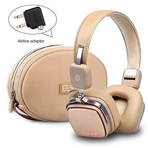 Yenona Wireless Bluetooth Stereo Headphones, Foldable Bluetooth Headset with DEEP BASS, Wireless / Wired Headphones with Microphone for iPhone / iPad / iPod / Samsung Galaxy / Bluetooth Devices beige