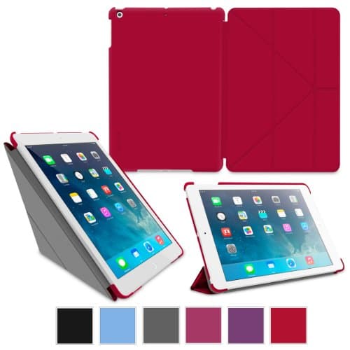 rooCASE iPad Air Case - Slim Shell Origami Folio Case Smart Cover for Apple iPad Air 1 2013 5th Generation (Previous Model) - Auto Sleep/Wake Feature, RED