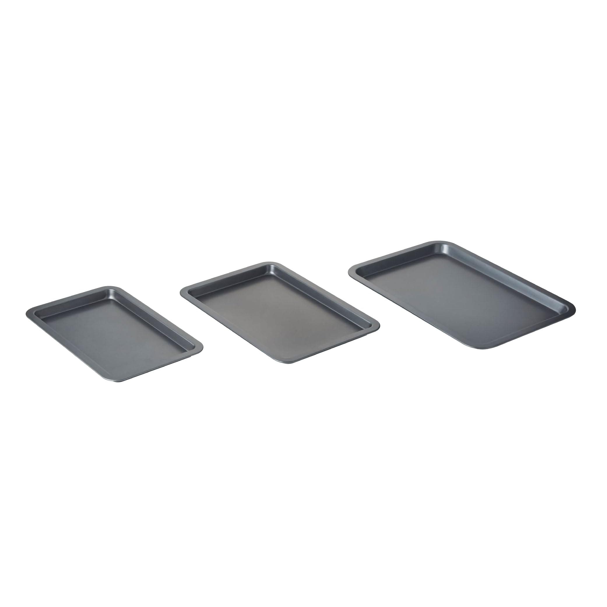 Nifty Solutions Cookie & Baking Sheets (Set of 3) – Non-Stick Coated Steel, Dishwasher Safe, Oven Safe up to 450 Degrees, includes Large/Med/Small Pans