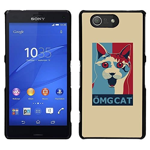 Hard PC Protective Case Smartphone Case Cover for Sony Xperia Z3 Compact // Omg Cat Funny Poster Quote White // CooleCell