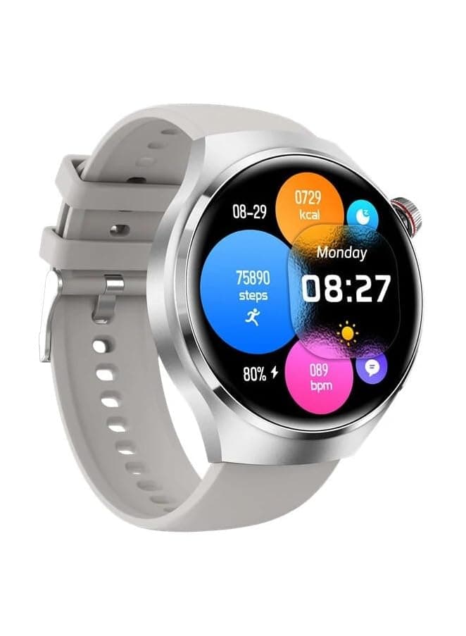 Modio MR 60 Smart Watch with 2.5D Curved Display 3 Pair Strap and Wireless Charging (Silver)