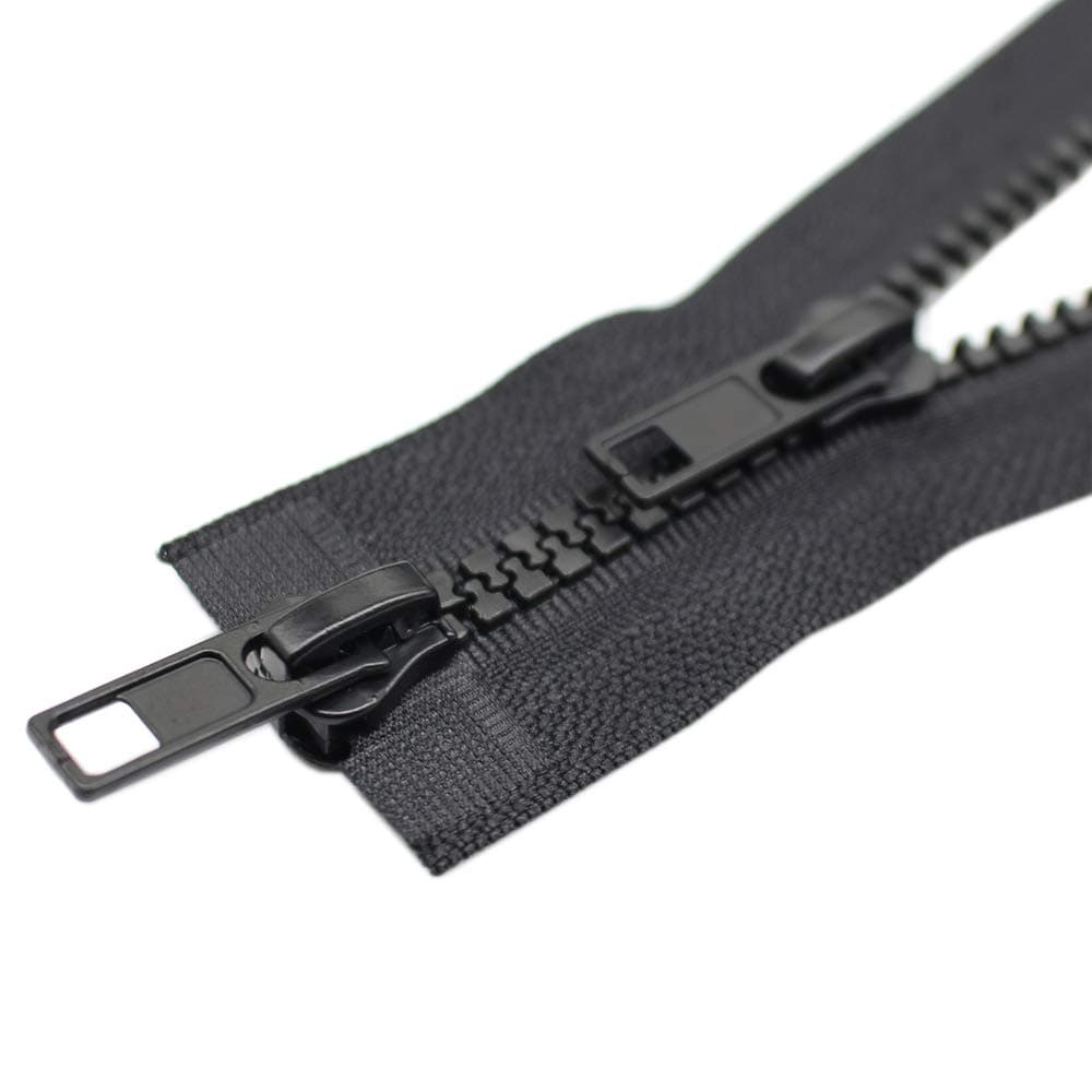 YaHoGa 2PCS #5 40 Inch Two Way Separating Jacket Zipper for Sewing Jacket Coat Molded Plastic Vislon Zippers Bulk (40" TW Black)