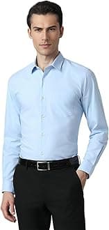 Peter EnglandMen's Everyday Solid Slim Fit Full Sleeve Formal Shirt | Cotton-Rich