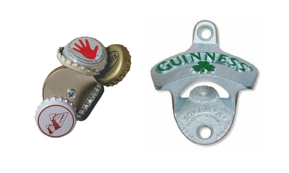 Bottle Opener Accessory Bundle: 1 Magnetic Bottle Cap Catcher + 1 "Guinness Shamrock" Wall Mounted Bottle Opener