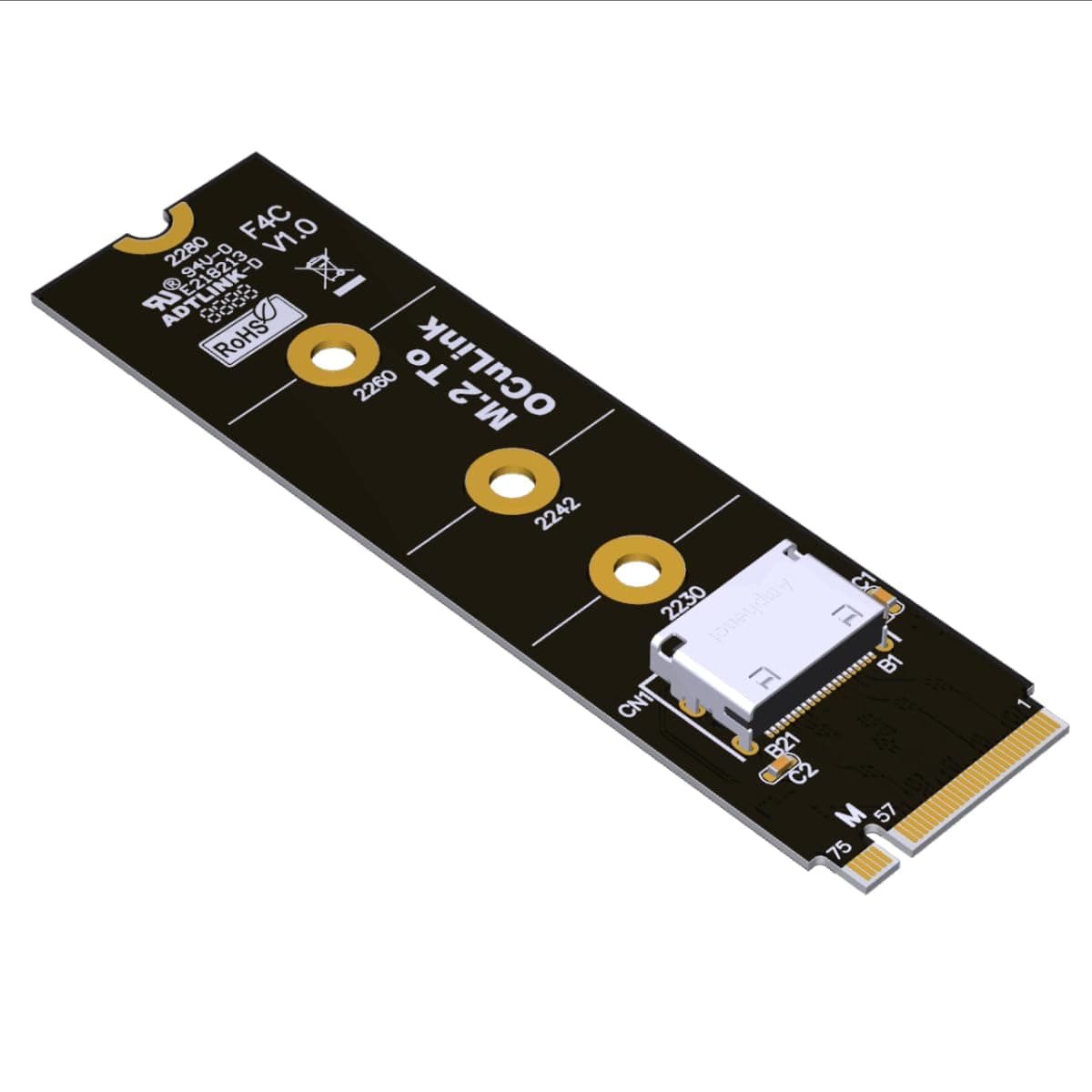 ADTLink PCIe 4.0 M.2 M-Key Host to Oculink SFF-8612 Adapter 2230mm 2242mm 2260mm 2280mm for PCIe Nvme SSD(F4C)