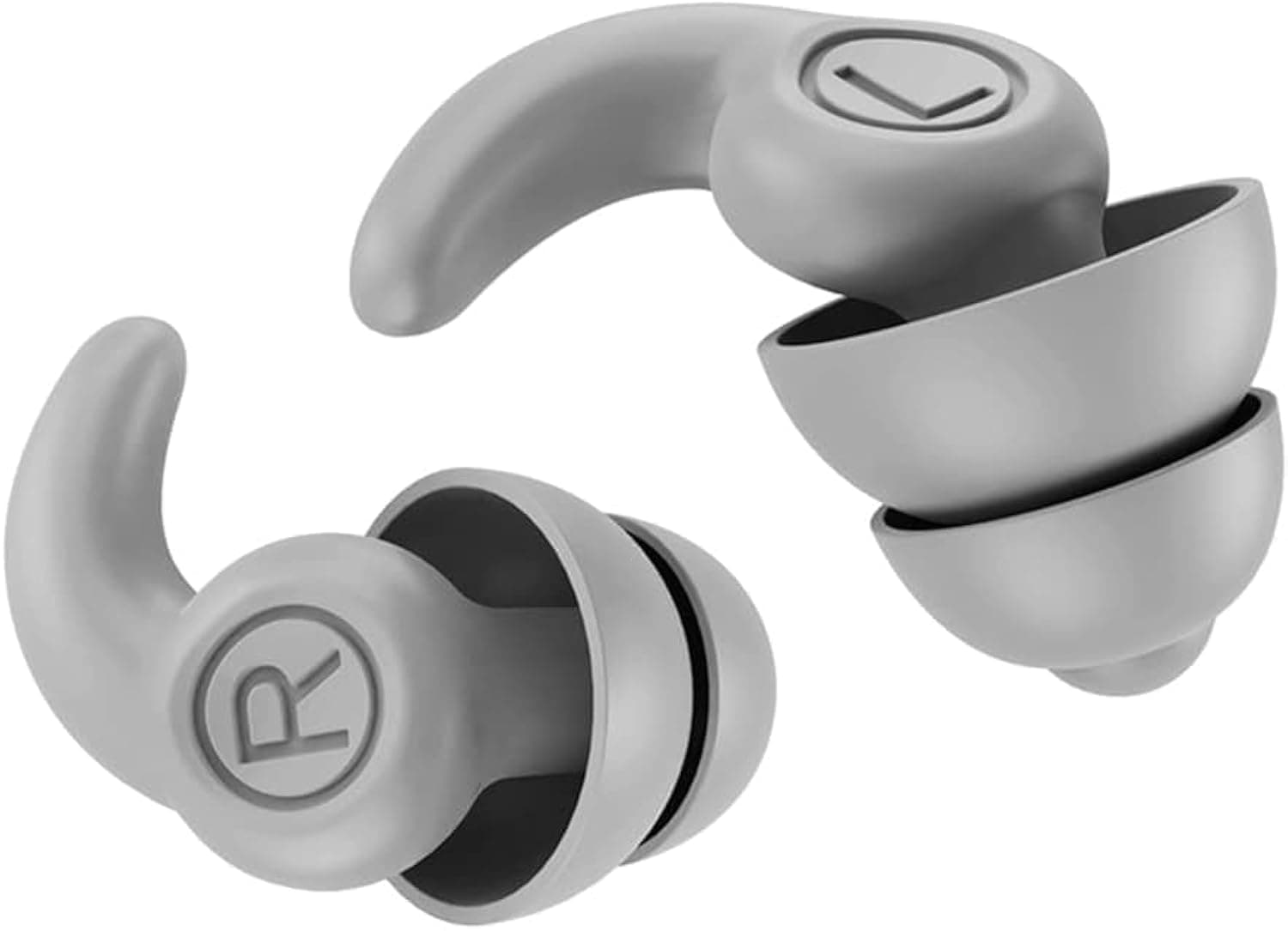 Ubitree Double-Deck Earplugs for Sleeping Noise Cancelling, Reusable Silicone Earplugs Sound Blocking Ear Plugs Sleeping Noise Reduction Earplugs for Swimming, Work, Studying, Travel (Grey-A)