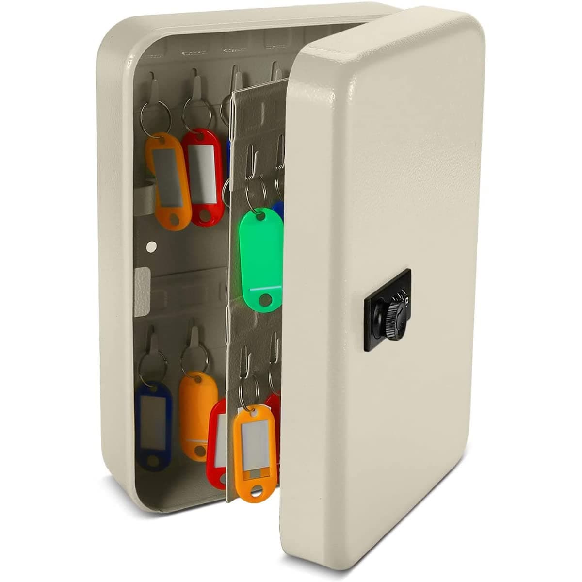 oddpod™ 48 Keys Numeric Lock Metal Wall-Mount Security Key Box & Safe Cabinet with Key Tags - White
