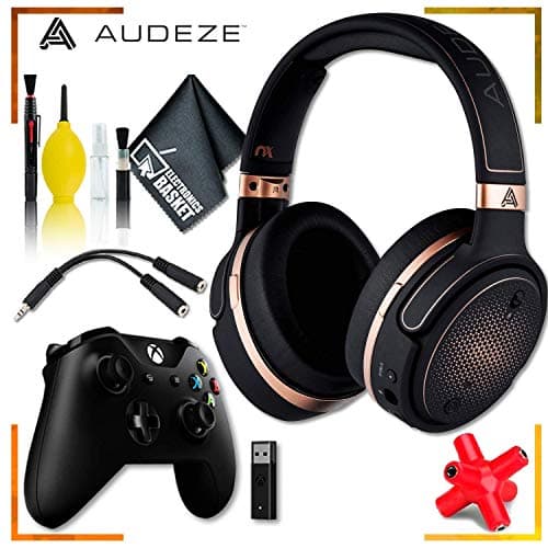 Audeze Mobius Planar Magnetic Gaming Headset (Copper) + Microsoft Xbox Wireless Controller w/Wireless Adapter + Headphone and Knuckel Signal Splitter + Cleaning Kit