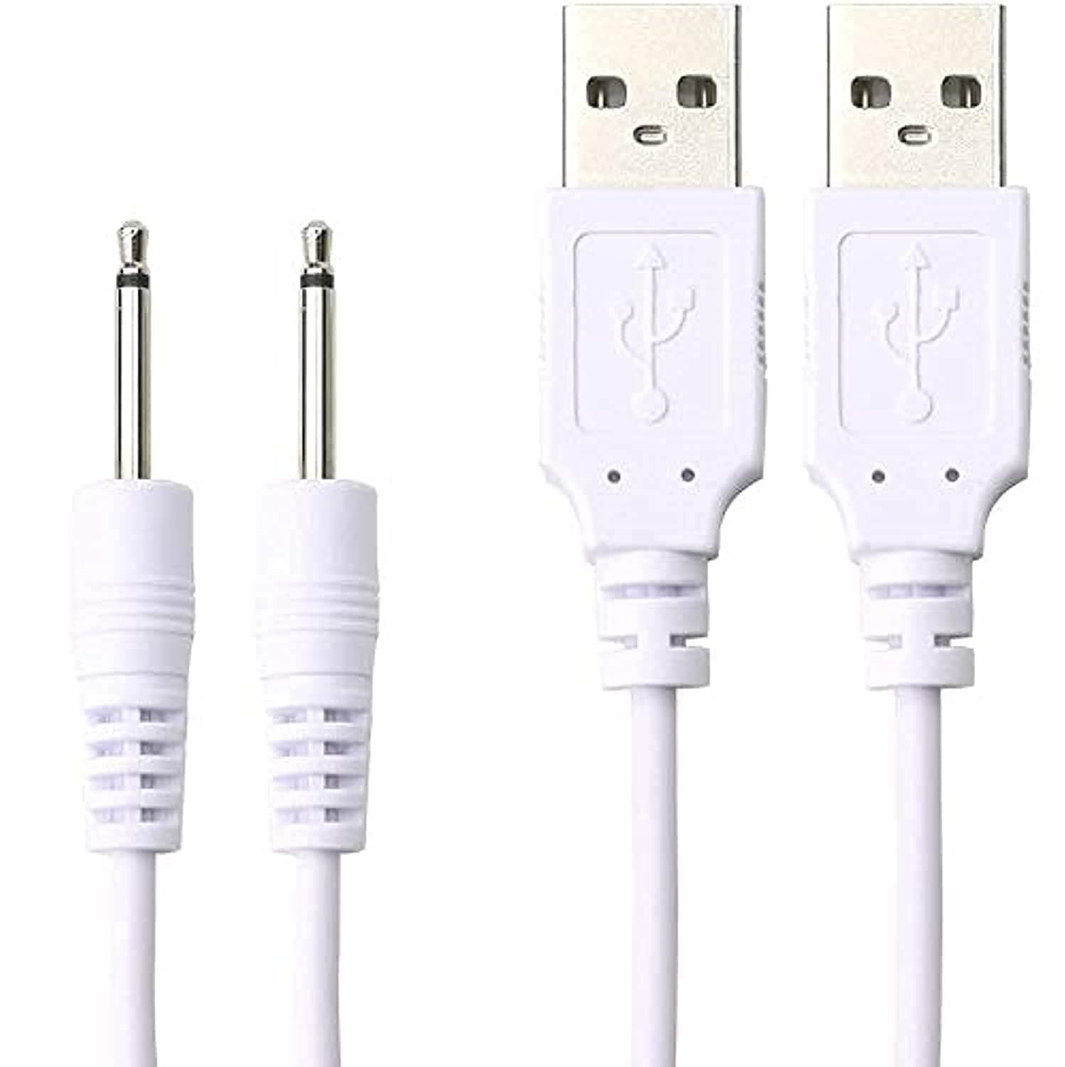 Accessonico Replacement-Charging-Charger-Rechargeable-Massagers, DC Cable USB Cord - 2.5mm (2 Pack) 3.3ft