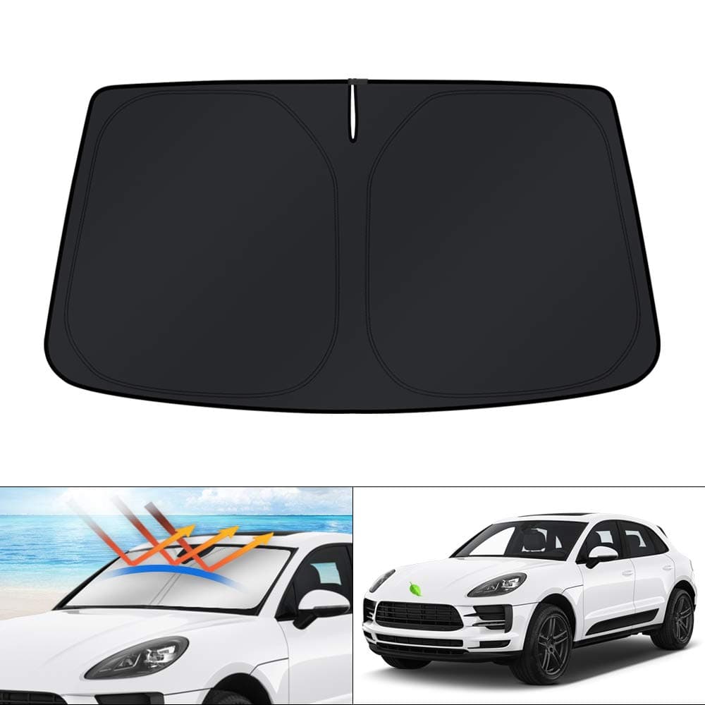 KUST Windshield Sun Shade for Porsche Macan SUV 2014-2020 2021 Sunshade Foldable Sun Visor Protector Blocks UV Rays Keep Your Car Cooler