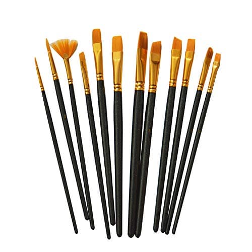 Snoya Paint Brushes Set, 12 Pcs Round Pointed Tip Paintbrushes, Nylon Hair Professional Paint Brushes Artist for Acrylic Oil Watercolor, Face Nail Art, Miniature Detailing and Rock Painting