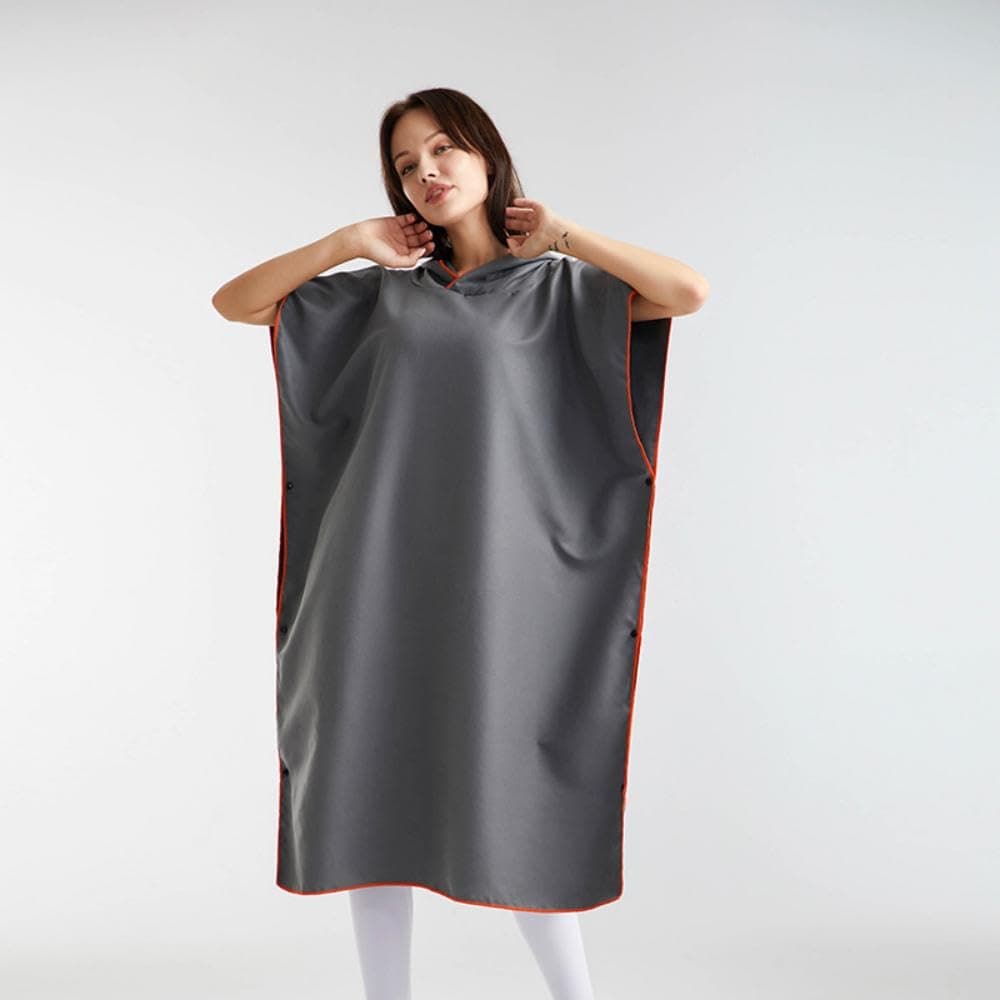THMINS Surf Poncho Microfiber Beach Changing Towel, for Travel Quick Dry Towels Robe,Hooded Changing Robe Adult Surf Poncho Towel,Swimming Shammy Towel,Poncho Changing Towel(Grey)
