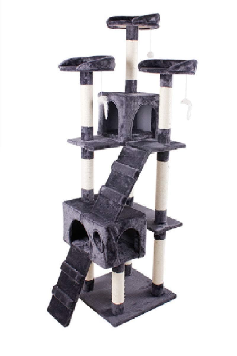 Mumoo Bear 67” Multi-Level Cat Tree Tower, Kitten Condo House with Scratching Posts, Kitty Play Activity Center, Grey