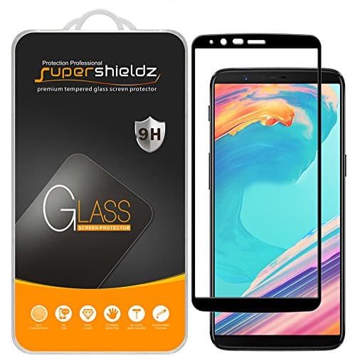 Supershieldz (2 Pack) Designed for OnePlus 5T Tempered Glass Screen Protector, (Full Screen Coverage) Anti Scratch, Bubble Free (Black)