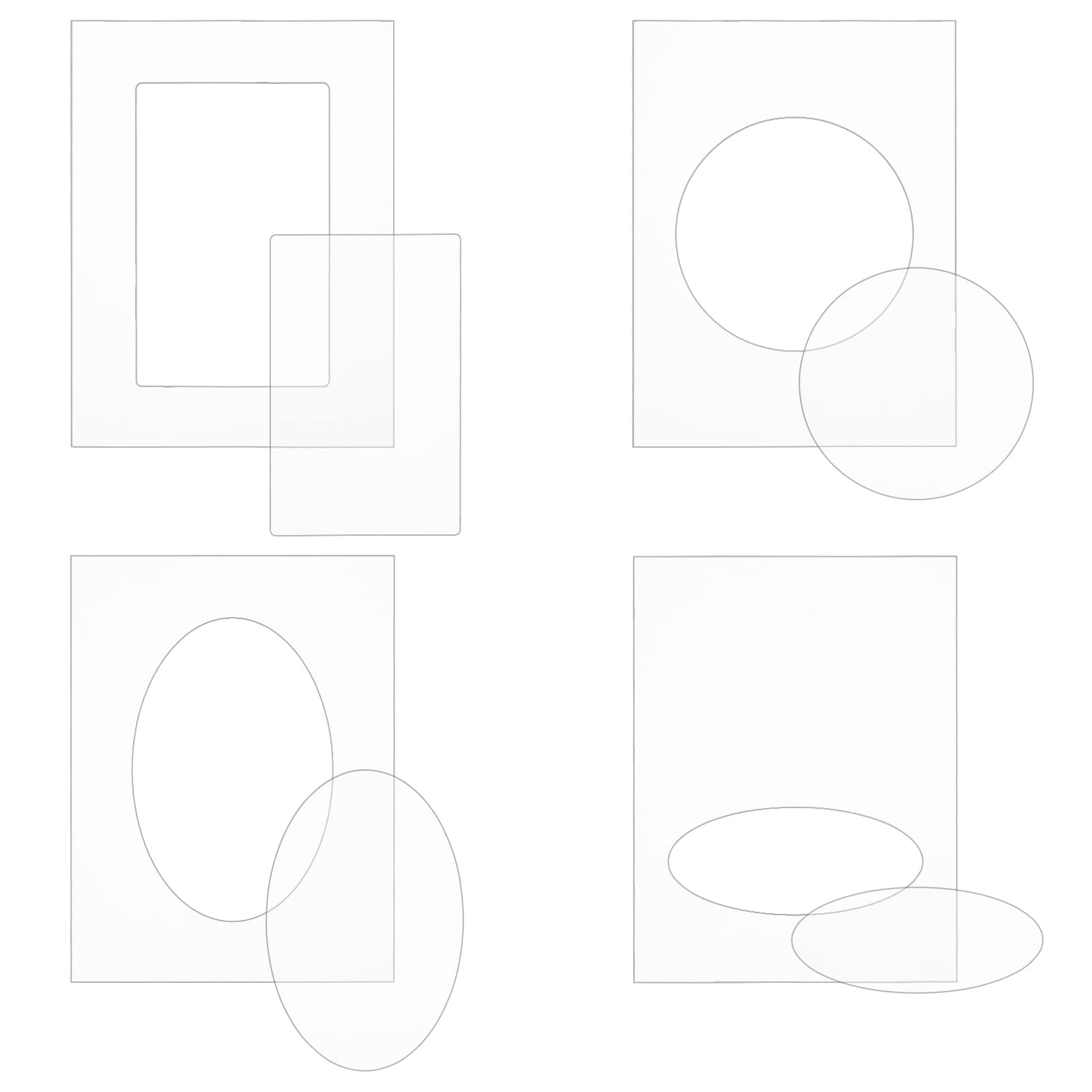 BENECREAT 4Pcs 6x4.5inch Rectangle Frame Plastic Embossing Folders, Clear Acrylic Embossing Diffuser Set for Card Making Scrapbooking and Other Paper Crafts