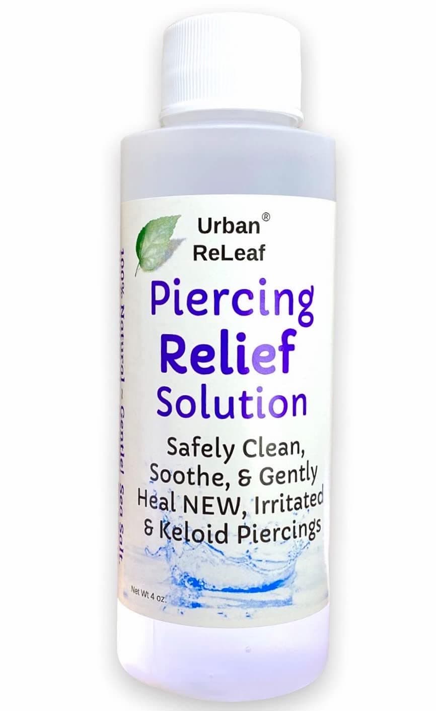 PIERCING RELIEF Solution ! Safely Clean, Soothe & Gently Calm New, Irritated and Bumpy Piercings. 100% Natural Sea Salt, Tea Tree, Rosemary