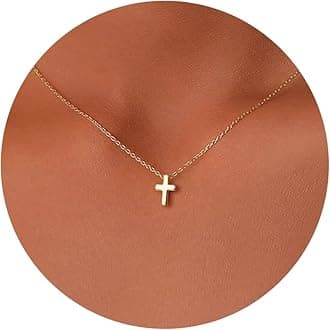 Cross Necklace for women-14K Gold Plated Gold Cross Necklace Mini Cross Pendant Necklace Dainty Simple Jewelry for Women