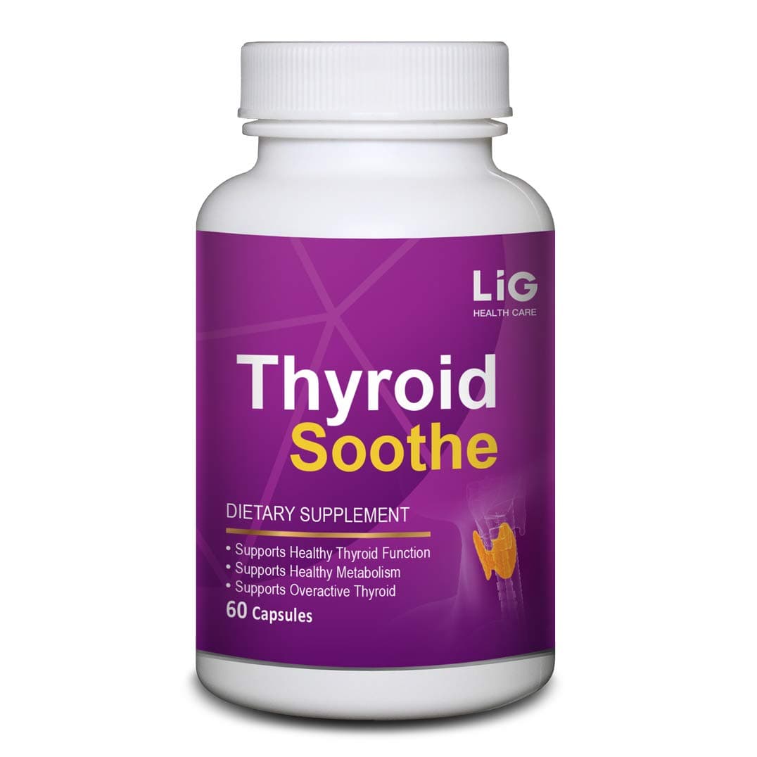 LIG Thyroid Soothe – Iodine-Free Formula for Overactive Thyroid – Immune Support - Heart & Digestive Health with Lemon Balm & Honeysuckle Flower - 60 Capsules