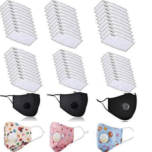 Fast Delivery（7-15 Day） 60Pcs 5 Layer Activated Carbon Filter Anti Haze Air with 3Pcs Children's Madks And 3Pcs Adults Cotton Cover, Washable, Reusable Dustproof Cotton Cover （Ship from USA)