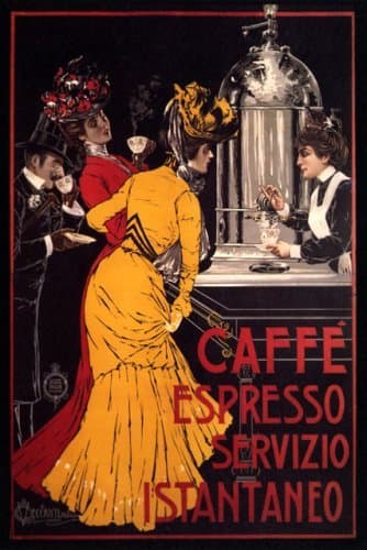 COFFEE CAFFE ESPRESSO MACHINE ITALY 20" X 30" IMAGE SIZE VINTAGE POSTER REPRO