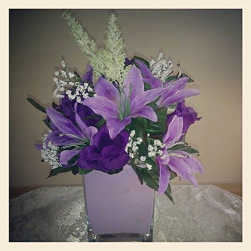 Lillies in Lavender Centerpiece
