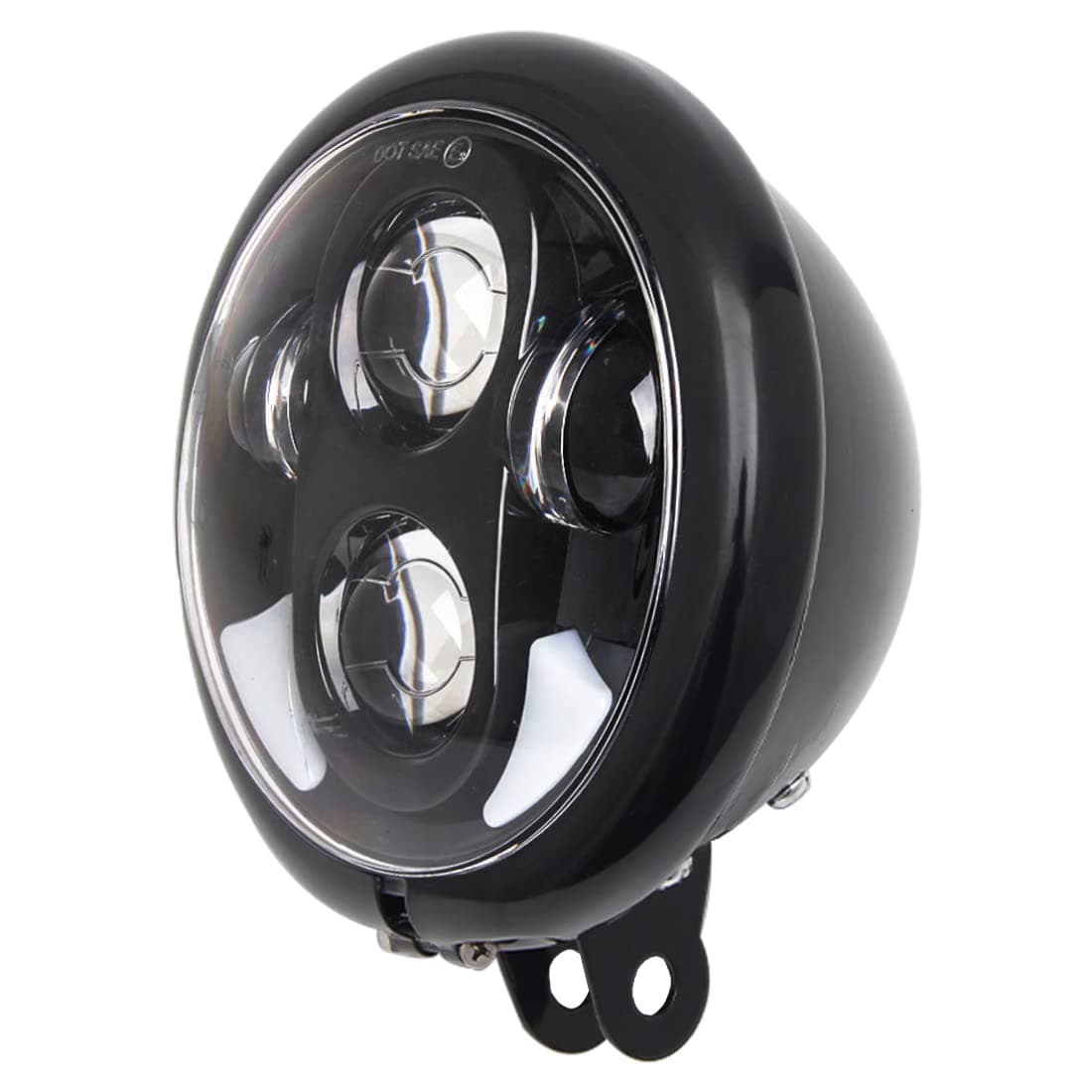 SKTYANTS 5 3/4" 5.75 Inch LED Headlight Motorcycle DRL White Horns with 5.75 Inch Housing Bucket for Sportster Softail Dyna Shadow Road Star