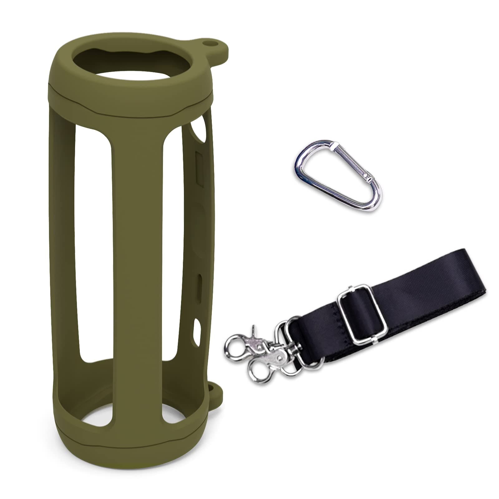 LTGEM Silicone Protective Case for JBL Flip 6 Portable Bluetooth Speaker with Extra Carabiner and Strap- Green (Case Only)