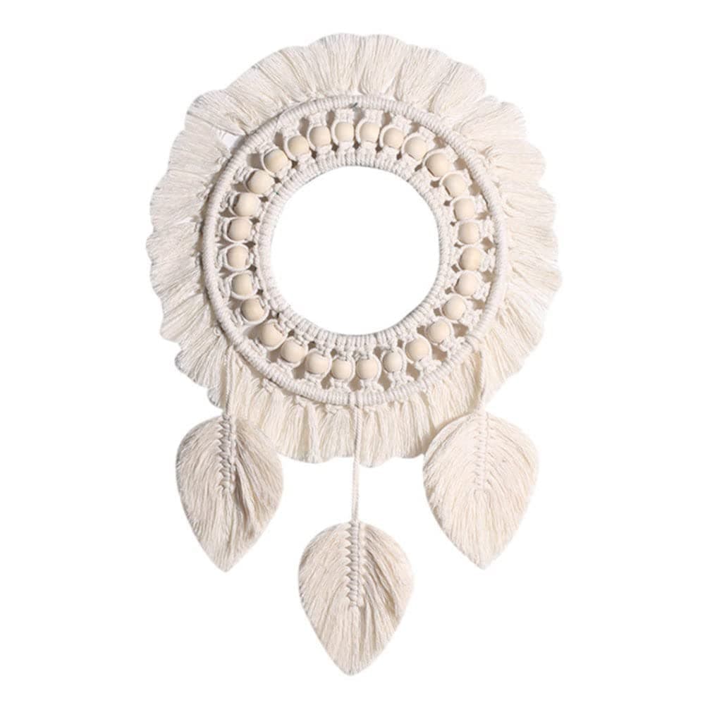 MAKINGTECWall Macrame Mirror Boho Fringe Decorative Round Mirror, Home Decor for Apartment Living Room Bedroom Baby Nursery Dorm