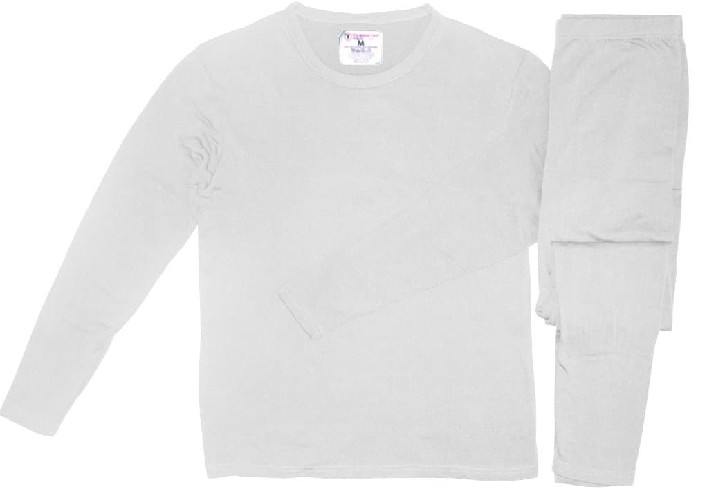 Men's Ultra-Soft Micro-Fleece Lined Thermal Base Layer Top & Legging Set, White, Medium