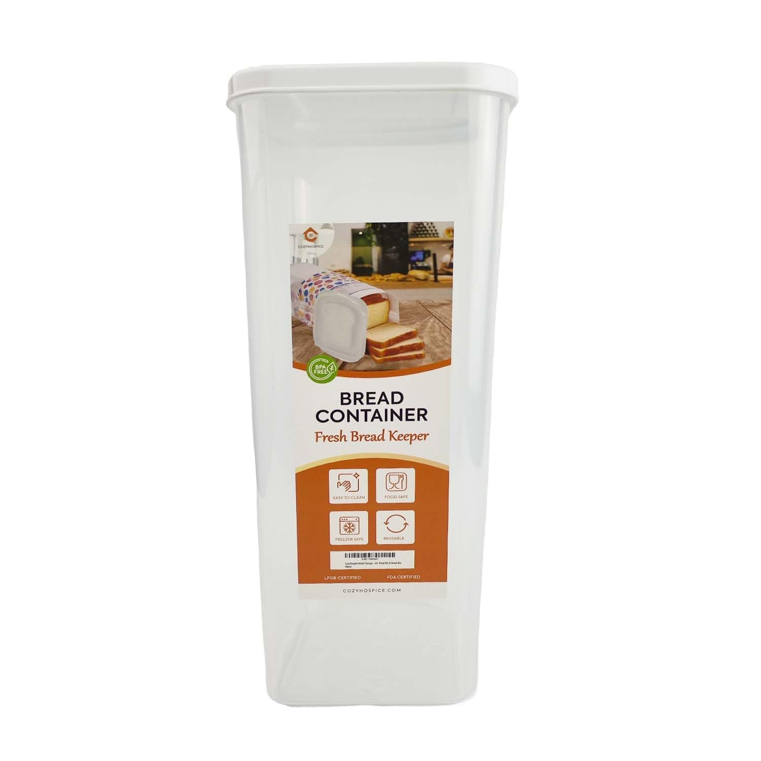 CozyHospice Bread Box Dispenser, Plastic Bread Bin Holder with Lid, Made with premium BPA free Plastic, Airtight Container for Sandwich Bread, Toast Bread Storage, Bread Saver Box