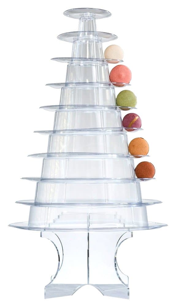 Sweet Stands Plastic Macaron Tower Display 10 Tier 1pc, Clear