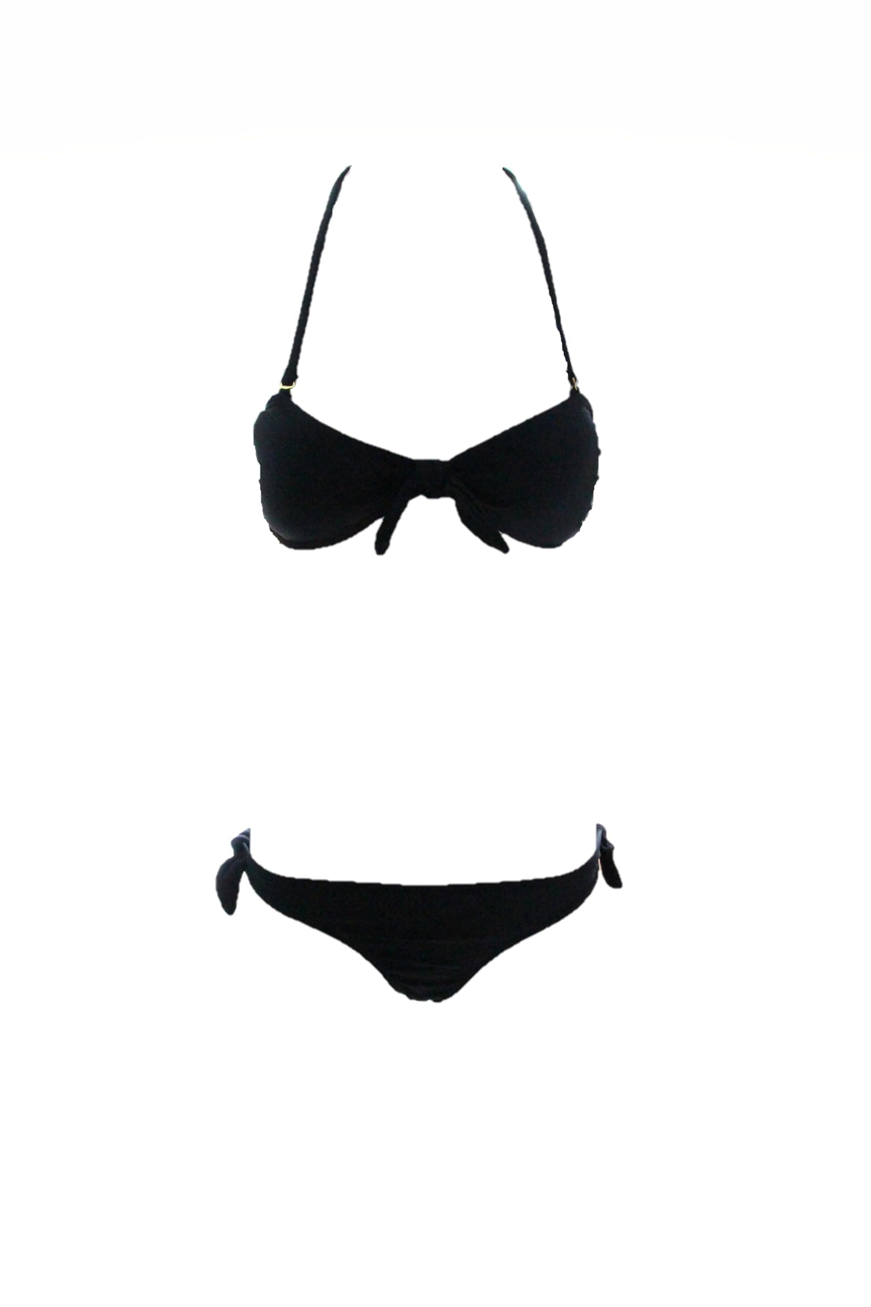 Women's Halter Push Up Bandeau Top Classic Triangle Bottom Two Pieces Bikini Set Swimwear