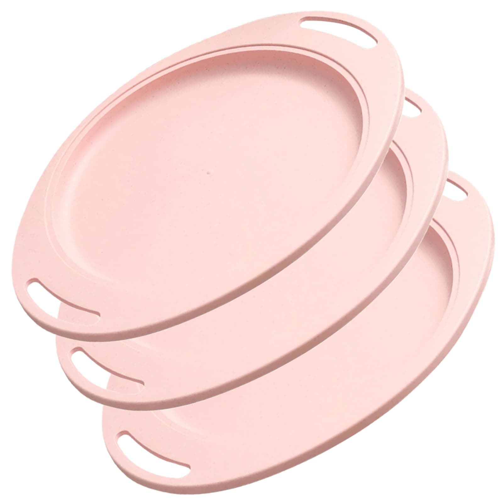 Wheat Straw Serving Platters for Entertaining, Oval Serving Plates, Party Servings Trays and Platters Oven Safe, Porcelain Dinner Tray Servings Dishes for Meat (34cm, Pink, Set of 3)