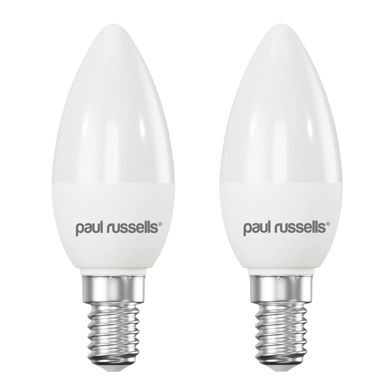 paul russells LED Light Small Edison Screw E14, 60watt Equivalent, 6.5W 806LM LED Bulbs, 6500K Bright Daylight, Frosted C35 SES Candle Energy Saving Non-Dimmable Chandelier Lightbulbs, 2 Pack
