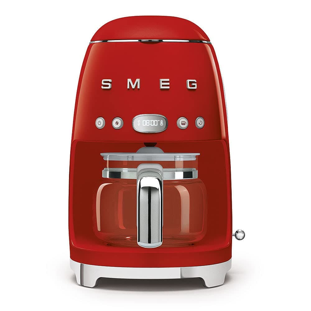 Smeg DCF02RDUK Drip Coffee Machine, Auto-Start Mode, Reuseable Filter, Digital Display, Anti-Drip System, Aroma Intensity Option, 1.4 Litre Tank, Red