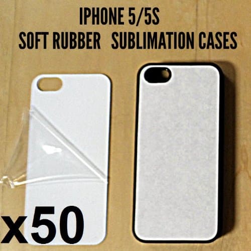 50 Black Blank iPhone 5 / 5S Rubber case Printable for heat and sublimation printing/Personalize/50 cases+50 insert