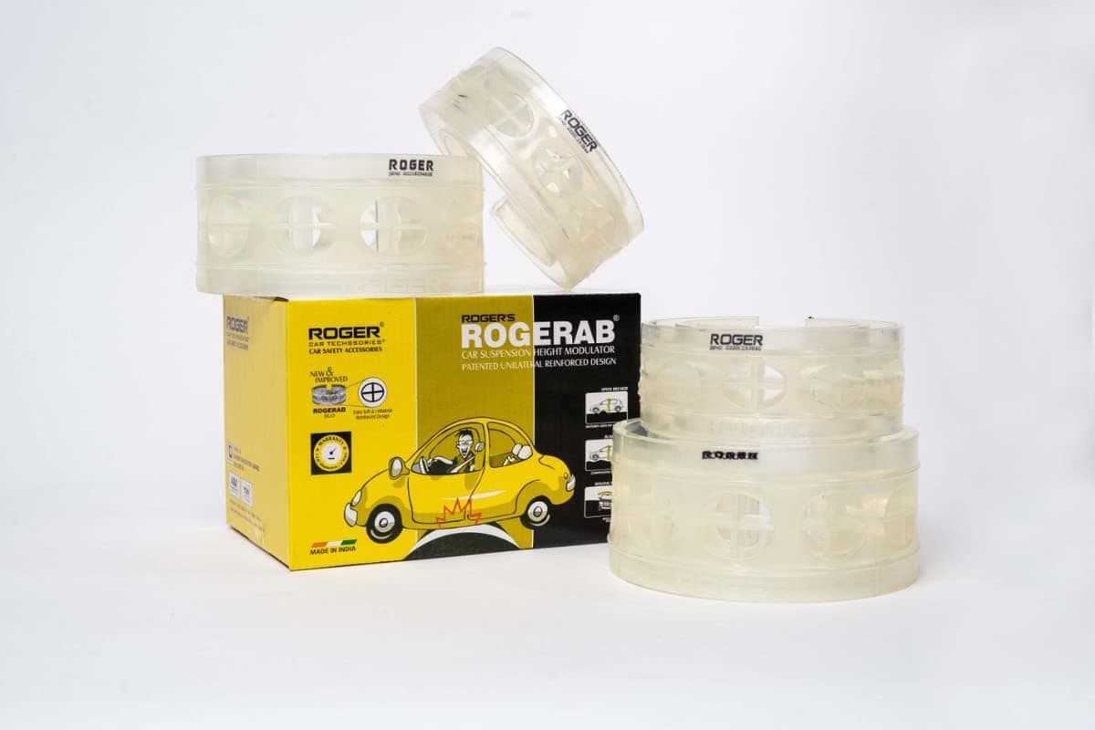 ROGER Rogerab For FORD Aspire (4Pcs) Patented,ARAI Tested Car Coil Spring Buffer Kit To Increase Car Height & Comfort.